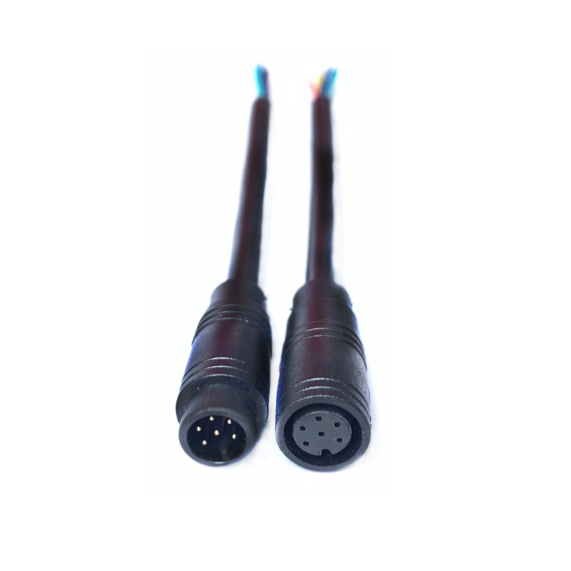 waterproof electrical connector M8 6-core connecting cable