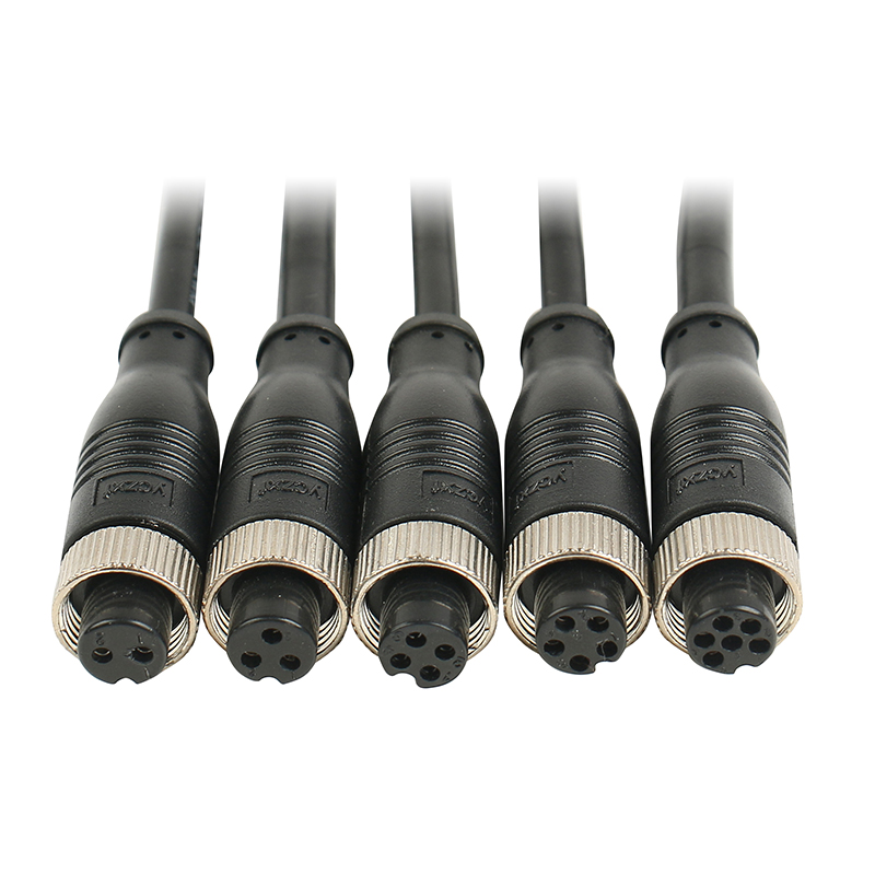 waterproof irrigation wire connectors Injection molded M12-6 core aviation connector cable