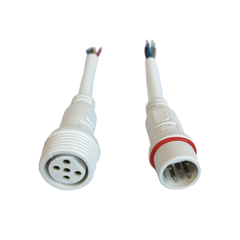 White 5-pin big head PVC extension cable waterproof connector