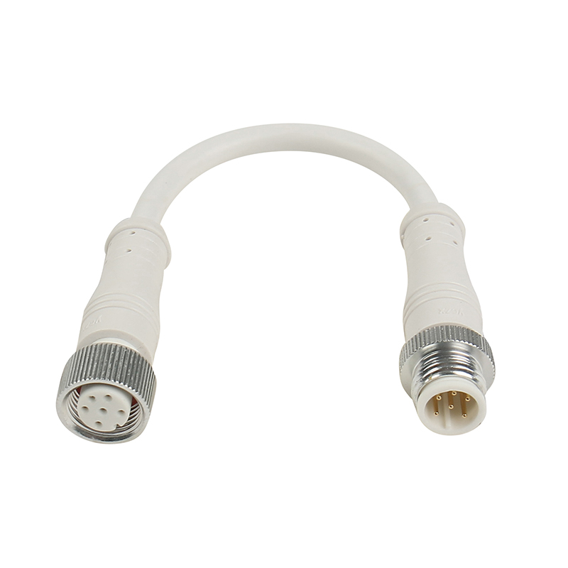 White 6-pin small metal head  waterproof wire connector