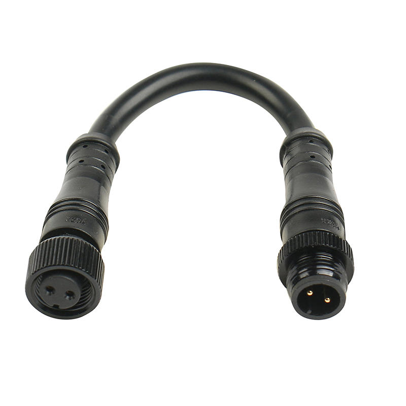 IP68 Waterproof Connector Black 2-core small metal head